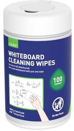 Loukin Whiteboard Cleaning Wipes, Dry Erase Board Cleaning Wipe, Non-Toxic White Board Wipe, 100 Wipes per Canister