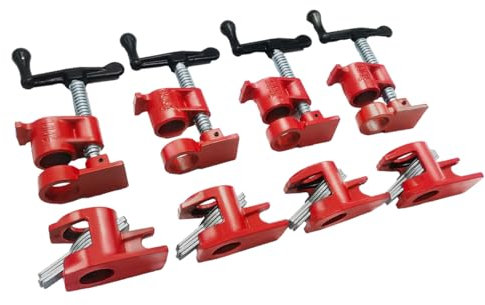 Rohrschraubzwinge 3/4 Zoll, 4 Stück Schraubzwingen Set Rohrzwingen Rohrklemmen Schnellspanner Clamp Set, Holzklemmensatz Korpuszwinge DIY Handwerkzeug Kit für Holzbearbeitung, Schlauch, Rohr