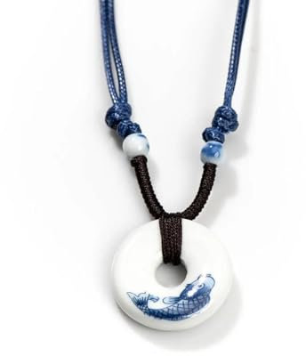 Halskette Ketten Schmuck Herren Frauen Anhänger Necklace Verstellbare Ethnische Halskette Mit Keramik-Aufkleber-Anhänger, Traditioneller Schmuck Für Frauen 2X851D