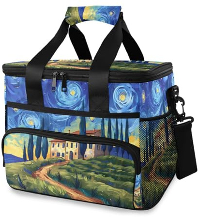 Grand sac isotherme de 15 L avec 24 canettes - Motif arbres de cyprès - Pour adultes et femmes