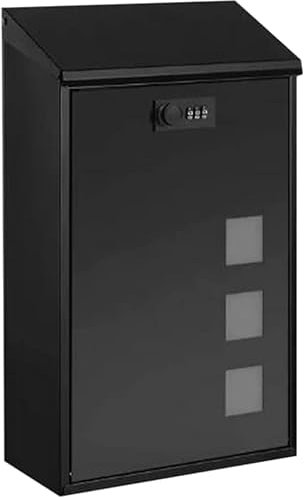 Metal Post Box Home Combination Lock Mailboxes 9.8x3.9x15.4in Drop Box Medium Capacity Mailbox Easy to Install(Black (A))