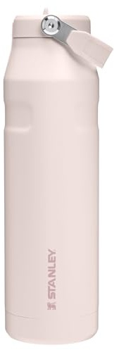 Stanley IceFlow Flip Straw 2.0 Water Bottle | Built in Straw with Larger Mouth | Lightweight & Leak Proof | Insulated Stainless Steel | BPA Free | Rose Quartz