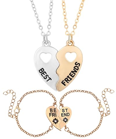 YSJCHEBS Collane da 2 Pezzi E Braccialetti da 2 Pezzi, Braccialetti Dell'Amicizia, Gioielli con Punto d'Amore, Gioielli Creativi, Gioielli da Regalo