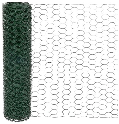 M METERXITY Grillage À Poules pour Arrangements Floraux, 35cm x 6m en Fer Galvanisé Hexagonal Revêtu PVC pour Artisanat/Volaille/Jardin, Clôture en Grillage À Poules [Vert]