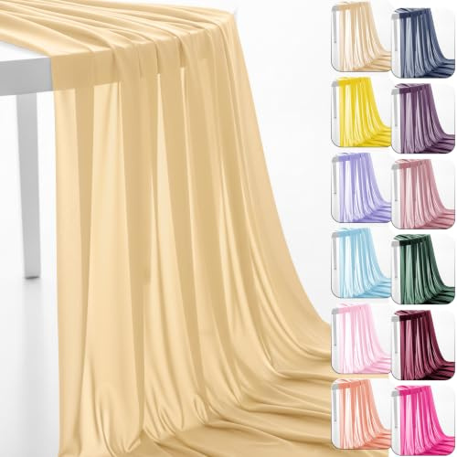 Tessuto Chiffon da 152 cm al Metro Pretagliato, Tessuto Trasparente per Decorazione di Arco Nuziale, Tenda per Finestra, Sciarpa per Finestra, Valance, Sfondo per Feste, Decorazione per Soffitto