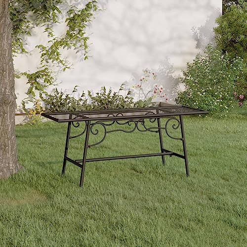 LLEZKBR Banco de árbol para exteriores, 110 cm, acero negro