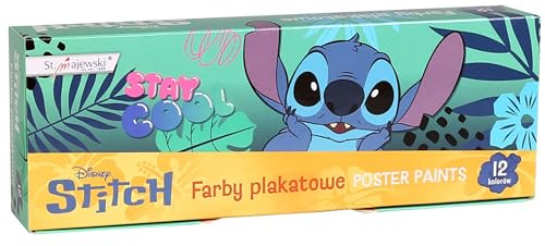 sarcia.eu DISNEY Stitch Plakatfarben zum Malen, Plakatfarben für die Schule in Gläsern 12 FARBEN 20 ml (Stitch)