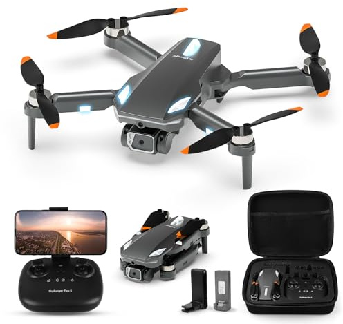 Drohne mit Kamera 1080P HD, RC Quadcopter faltbare Drohne für Kinder, bürstenloser Motor, Ein-Tasten-Aus/Landung, 2 Akkus, Spielzeuggeschenke für Jungen und Mädchen (Black)