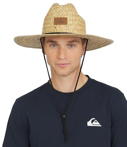 Quiksilver Men's Wide Brim Outdoor Lifeguard Straw Sun Hat, Natural, Large/X-Large