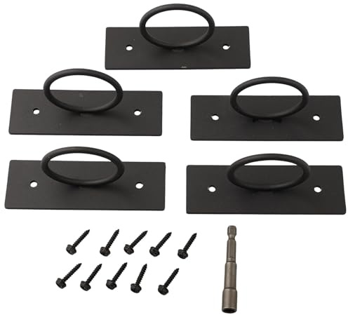 Vilgftyiet Lot de 5 supports de corde en acier inoxydable 304 noir pour garde-corps, quais et jardins, convient aux cordes jusqu'à 5,1 cm, vis et outils inclus