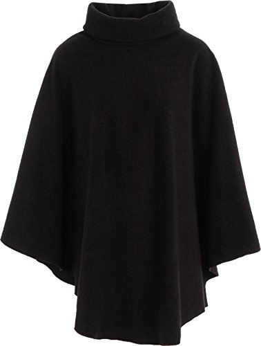 KK Fashion Lines Ladies Womens Fleece Poncho Capes Polo Neck Anti Pill Fleece Cosy Winter Warm (One Size, Black)