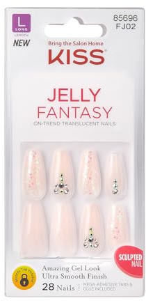 KISS Jelly Fantasy Sculpted Nails unghie finte – Rosa glitterato