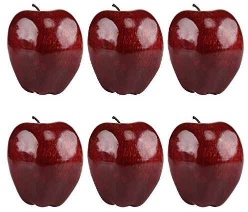 Kesoto Big Fake Red Apples, Realistic Artificial Apples Fruit Decor 6PCS