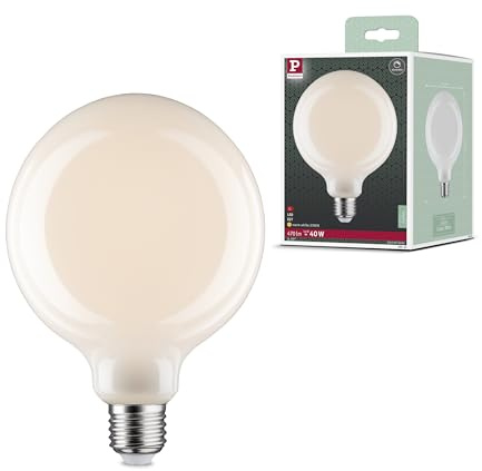 Paulmann 28626 LED-lampa Filament G125 6W klassisk glödlampa dimbar opal 2700K varmvit E27
