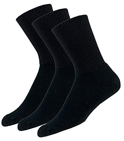 Thorlos Unisex Thick Padded Crew 3 Pair Packs Tennis Socks, Black (3 Pair Pack), L UK