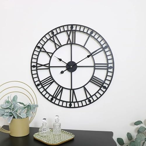 Melody Maison Black Metal Skeleton Clock 60cm x 60cm