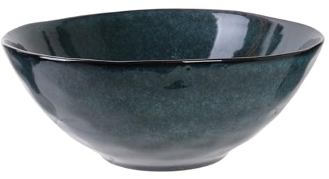 Home deco Factory - Ka3759 - Saladier 3 L D28 cm H11 cm Au Gres Du Temps Bleu Art de La Table Service Saladier Coupelle Verre Gres Porceaine Ceramique