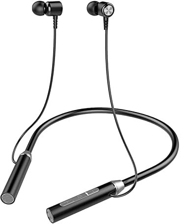 iJiZuo Wireless Earbuds, Bluetooth Headphones, Lightweight Neckband Headset, Wireless Earphones Bluetooth V5.1, Neckband Sports Earphone Magnetic Absorb for Running Workout Home Office, Black