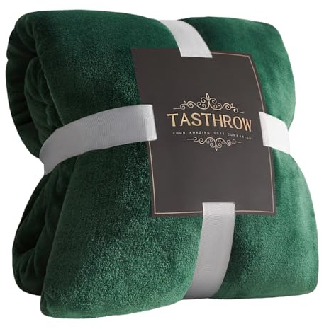 TASTHROW Coperta Vellutata in Pile, Morbida Coperta Plaid Divano Coperta Per Letto in Microfibra per Divano, Letto, Viaggi (Verde scuro, 130x180cm)