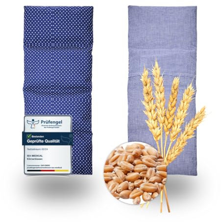 IEA Medical Körnerkissen groß, natürliches Weizenkörner kissen, Körnerkissen Mikrowelle, Wärmekissen, Verspannung Nacken und Schultern