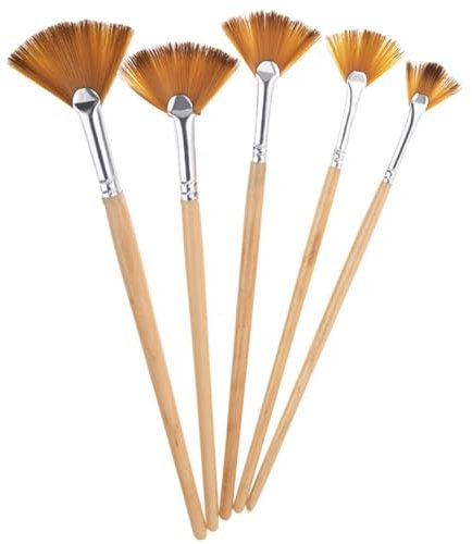 Juego de Pinceles de Abanico,5pcs Pinceles de Pintura acrílica para Artista Pinceles de Pintura Conjunto de Pinceles de Ventilador Nylon Pincel de Artista para Pintura al óleo de Acuarela acrílica