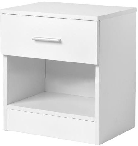 Bonnlo Nachttisch, Kleiner Beistelltisch, Nachtschrank mit Schubladen, Nachtkommode Boxspringbetten, Kommode 30cm breit Schlafzimmer, 39 x 29x 41 cm (1, Weiß)