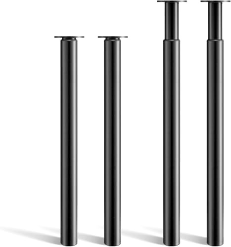 CROWNSHOP Adjustable Table Legs 4PCS 71-110cm Black Metal Folding Legs | Heavy Duty Adjustable Black Metal Table Legs Folding Design, Supports Worktops, Breakfast Bars, Desks DIY Furniture Projects.