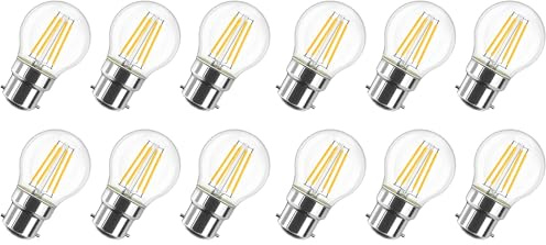 LVWIT 6 Unidades B22 Bombillas Golf G45 Filamento LED Retro Vintage - 6W Equivalente a 60W, 806 Lúmenes, Color Blanco Cálido 2700K, El Ángulo del Haz de 300°. No Regulable (Paquete de 2)