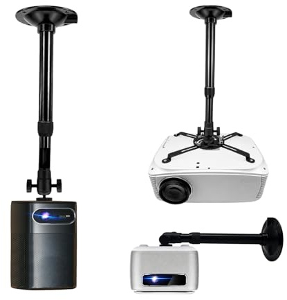 Upvera Soporte Proyector Techo Ajustable 28–42 cm – Soporte Universal para Mini Proyector y Proyector Doméstico, Montaje en Techo o Pared, Rotación 360°, Instalación Fácil