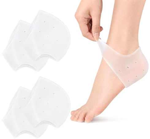 Protège talons gel 2 paires pour fasciite plantaire, coussin silicone talon contre épine calcanéenne et talons fissurés, soulage douleur au talon femme homme