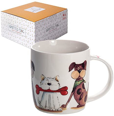 SPOTTED DOG GIFT COMPANY Hund Tasse, Kaffeebecher Kaffeetasse aus Porzellan - Motiv: Süß Hunde - 350ml, Spülmaschinengeeignet, Geschenk für Hundebesitzer