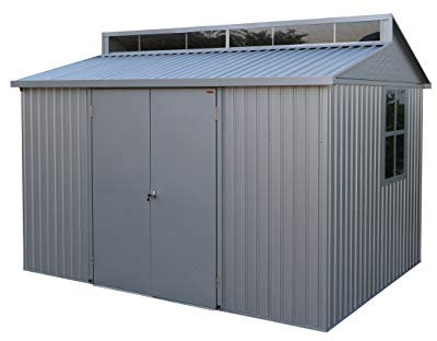Duramax Aluminium Gartenhaus 10 x 8 (7.24 m²), langlebig und wasserdicht Lagerschuppen, mit Oberlicht, Fundament, Seitenfenster und abschließbaren Doppeltüren, Gartenhaus aus Aluminium