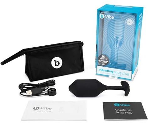 b-Vibe Vibrating Snug Plug 1 Anal Plug Adult Toys, Adult Sex Toys Anal Plug for Couples, Anal Training, and Sexual Stimulation Device for Butt Plug - Black