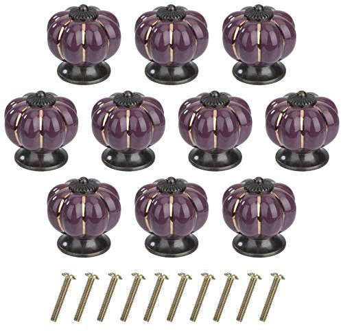 MengH-SHOP Pomolo per Mobile di Zucca Pomelli per Porta Ceramica Maniglia per Armadietto con Viti per Porte Armadietti Cassetti e Guardaroba Accessori Mobili 10 Pezzi Viola