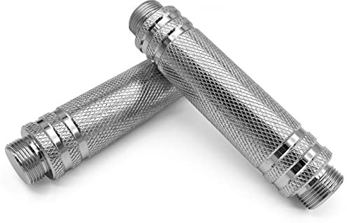 Northdeer Gerändelte Stahlgriffe mit Außengewinde 2er Set - Kurzhantelstange Hantelstange Verchromt