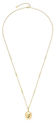 JEWELS BY LEONARDO Giro Halskette aus Edelstahl 1 Stück, lange goldfarbene Station-Kette mit Edelstahlperlen und Clip&Mix Kugel-Anhänger, Damenschmuck, 022161