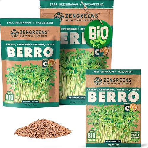 ZenGreens® - Graines de cresson bio - Choisissez entre 10g, 200g et 500g - Graines de cresson avec un taux de germination supérieur à 97% - Microgreens