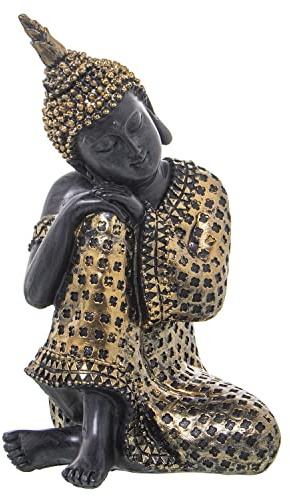 Figura de un Buda Sentado de Resina en Dorado y Marron 11x11x20cm