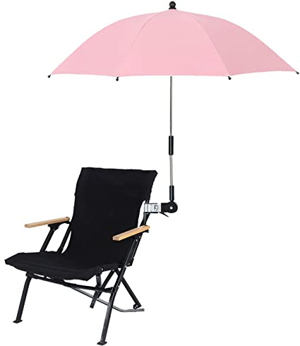 TITA-DONG Water Proof Chair Umbrella with Clamp, 32 Inch UV Protection Beach Chair Umbrella, Universal Adjustable Beach Chair Umbrella for Beach Chair Stroller Wheelchair Patio(Pink)