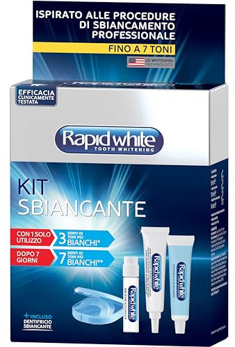 Rapid White Zahnaufhellungs-Set, enthält Beschleuniger (6 ml), Bleichgel (13 ml), Zahnpasta Express White (14 ml), weiche Maske mit Etui, Farbskala, Minzgeschmack