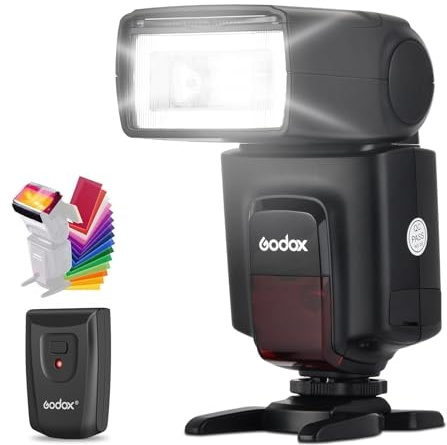 GODOX TT520 II Universal On-Camera Flash Speedlite with AT-16 Wireless Trigger Transmitter GN33 S1/S2 Modes Compatible for Canon Nikon Pentax Olympus Fujifilm Panasonic DSLR Cameras with Hot Shoe