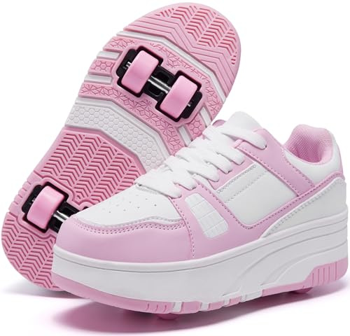 ANEFUN Chaussures de skate à roulettes amovibles pour enfants filles garçons