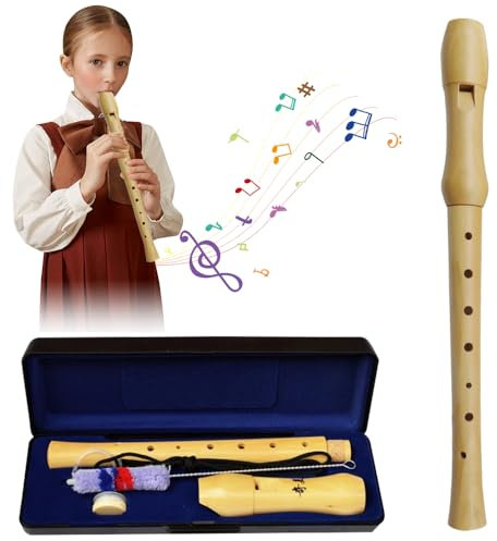 CLIUNT Blockflöte Holz, Holzblockflöte im Deutschen Stil, Blockflöte Deutsche Griffweise, Flöte Kinder, 8-Loch Flöte, für Kinder, Erwachsene, Anfänger, mit Hartschalenkoffer