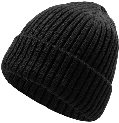 ACTLATI Kids Merino Wool Beanie Hat Winter Boys Girls Ribbed Knit Beanies Caps Unisex Cuffed Skull Caps 7-14 Years