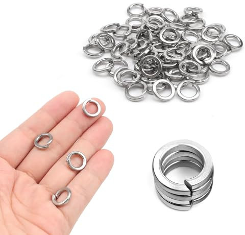 LWLWA 100 Pièces Rondelles à Ressort Hélicoïdales M8, Ouvert Ressort Rondelles, 304 Acier Inoxydable Rondelles Metal, pour Réparation à Domicile et Produits Artisanaux de Bricolage
