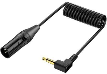 Avejjbaey Cavo acustico da 3,5 mm a maschio, 3,5 a 3 pin con spirale a molla per microfoni e