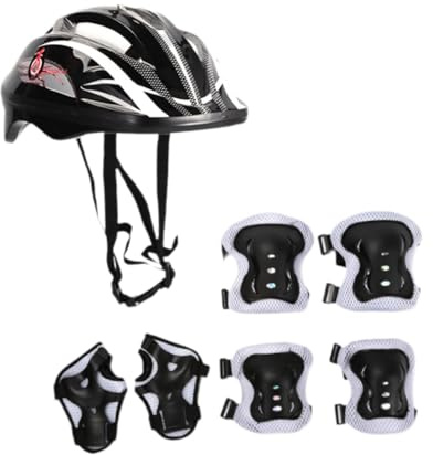 LeeQinersw Set Protezioni per Bambini, Casco Regolabile Leggero con Ginocchiere e Gomitiere, Perfetto per Ciclismo, Skateboard e Sport All'Aperto