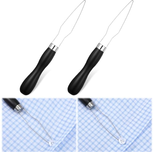 2 Pack Button Fastener Tool, Easy Button Hook, Buttons Assist Tool, One Hand Dressing Aids Stainless Steel Fastener Tools Wide Grip Handle for Seniors Arthritis Weak Hands Gifts