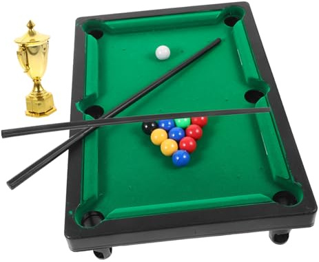 Yardwe Table de Billard de Table Miniature en Plastique Vert pour Garçon et Filles avec Trophée Jouet, Améliore la Coordination Œil-Main Réactivité la Maison Couleur Aléatoire