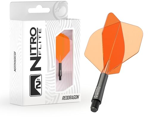 RED DRAGON Darts – Nitro Flite Integrerad Flyg & Axel System – No.2 Form och design - Finns i kort, mellan och mellan - Vit, svart, blå, gul & klar - Professionella darttillbehör